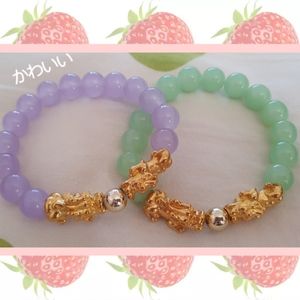 A Pair of Jade Beads Dragon Bracelets